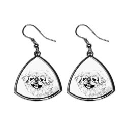 Pekingese,collection of earrings with images of purebred dogs, unique gift