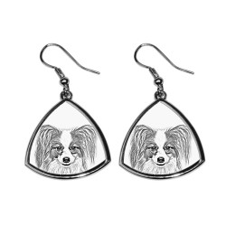 Papillon,collection of earrings with images of purebred dogs, unique gift