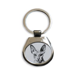 Peterbald - collection of keyrings with images of purebred cats, unique gift, sublimation