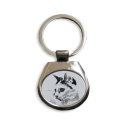 Japanese Bobtail - collection of keyrings with images of purebred cats, unique gift, sublimation