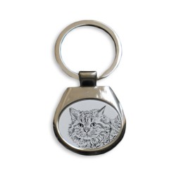 Selkirk rex longhaired - collection of keyrings with images of purebred cats, unique gift, sublimation