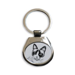 Snowshoe cat - collection of keyrings with images of purebred cats, unique gift, sublimation