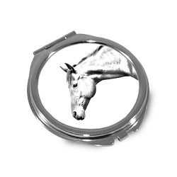 Cuarto de Milla - Espejo de bolsillo con una imagen de caballo