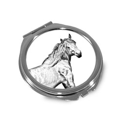 Caballo de la montaña vasca - Espejo de bolsillo con una imagen de caballo