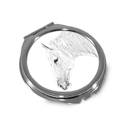 Boulonnais - Miroir de poche avec l'image d'un cheval