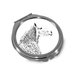 Percheron- Espejo de bolsillo con una imagen de caballo