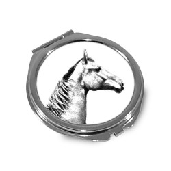 Selle français - Miroir de poche avec l'image d'un cheval