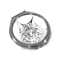 Maine Coon - Espejo de bolsillo con una imagen de gato.