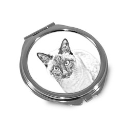 Gato siamés - Espejo de bolsillo con una imagen de gato.
