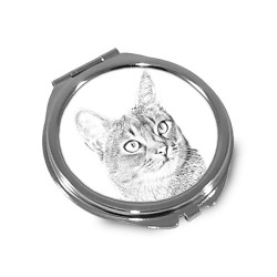 Abyssin - Espejo de bolsillo con una imagen de gato.
