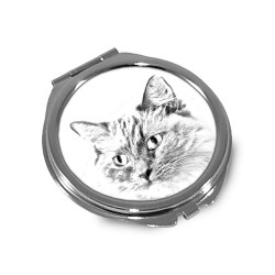 Ragdoll- Specchietto tascabile con immagine di gatto.