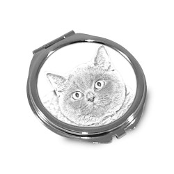 British Shorthair - Espejo de bolsillo con una imagen de gato.