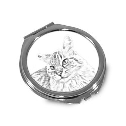 Gato balinés- Espejo de bolsillo con una imagen de gato.
