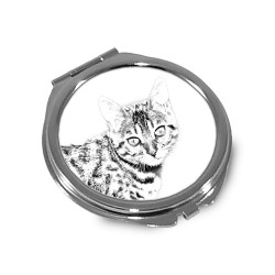 Bengala - Specchietto tascabile con immagine di gatto.