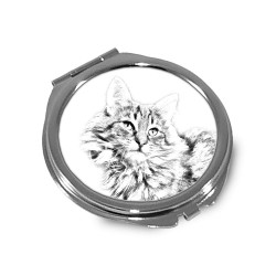 Norwegian Forest cat- Pocket mirror with the image of a cat.