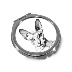 Peterbald - Pocket mirror with the image of a cat.