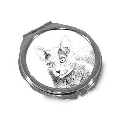 Miroir de poche avec l'image d'un chat.