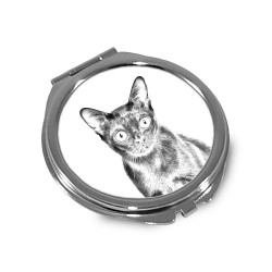 Bombay  - Espejo de bolsillo con una imagen de gato.