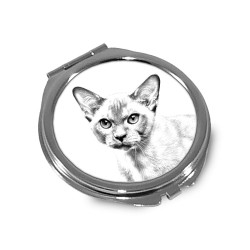 Kot burmski- kieszonkowe lusterko z wizerunkiem kota.