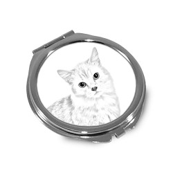 Munchkin - Specchietto tascabile con immagine di gatto.
