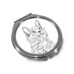 Nebelung - Pocket mirror with the image of a cat.