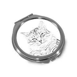 Siberian cat - Pocket mirror with the image of a cat.