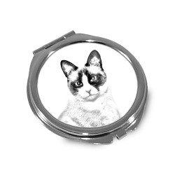 Miroir de poche avec l'image d'un chat.
