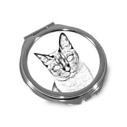 Tonkinois - Miroir de poche avec l'image d'un chat.