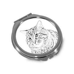 Bobtail des Kouriles longhaired - Miroir de poche avec l'image d'un chat.