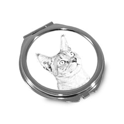 Chausie - Miroir de poche avec l'image d'un chat.