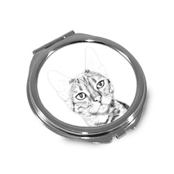 Toyger- Pocket mirror with the image of a cat.