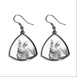 Russian Blue, collection of earrings with images of purebred cats, unique gift