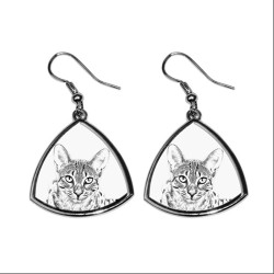Egyptian Mau, collection of earrings with images of purebred cats, unique gift
