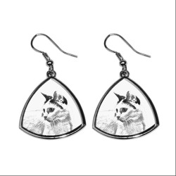 Japanese Bobtail, collection of earrings with images of purebred cats, unique gift