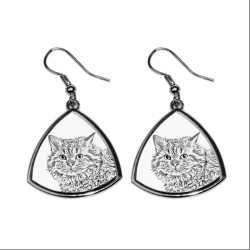 Selkirk rex, collection of earrings with images of purebred cats, unique gift