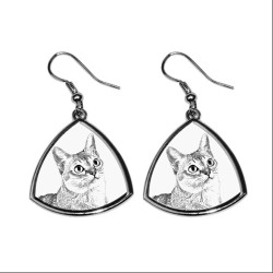 Singapura cat, collection of earrings with images of purebred cats, unique gift