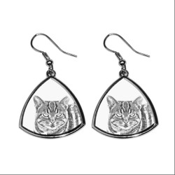 Manx , collection of earrings with images of purebred cats, unique gift