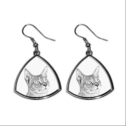 Chausie , collection of earrings with images of purebred cats, unique gift