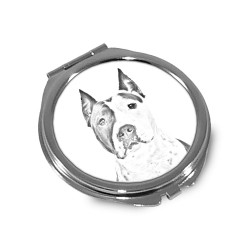 Amerykański staffordshire terier - Espejo de bolsillo con una imagen de perro.