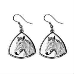 Ardennes horse, collection of earrings with images of purebred horse, unique gift