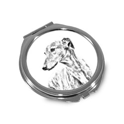 Lévrier anglais - Miroir de poche avec l'image d'un chien.