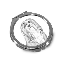 Lhassa Apso - Espejo de bolsillo con una imagen de perro.
