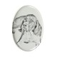 Pointer Inglese- Lastra di ceramica ovale tombale con immagine del cane.