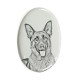 Pastore tedesco- Lastra di ceramica ovale tombale con immagine del cane.