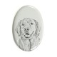 Golden Retriever- Lastra di ceramica ovale tombale con immagine del cane.