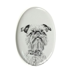 Grand Basset Griffon Vendeen- Gravestone oval ceramic tile with an image of a dog.