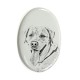Labrador Retriever- Keramikplatte, Grabplatte, oval mit Bild eines Hundes.