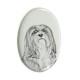 Lhasa Apso- Lastra di ceramica ovale tombale con immagine del cane.