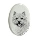 Norwich Terrier- Lastra di ceramica ovale tombale con immagine del cane.