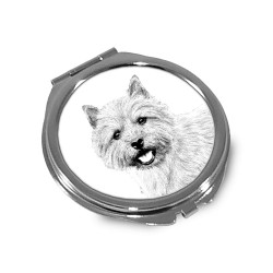 Norwich Terrier - Miroir de poche avec l'image d'un chien.
